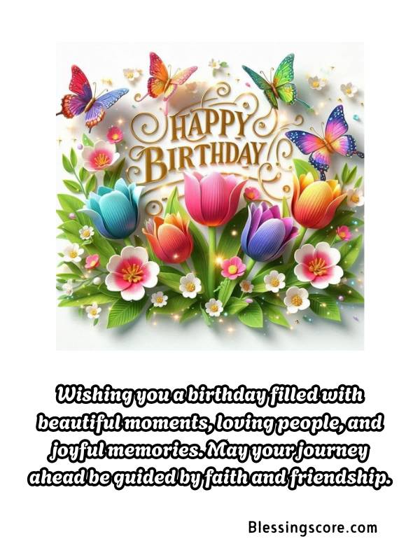 Happy Birthday Blessings for a Friend’s - May your journey ahead be guided by faith and friendship.
