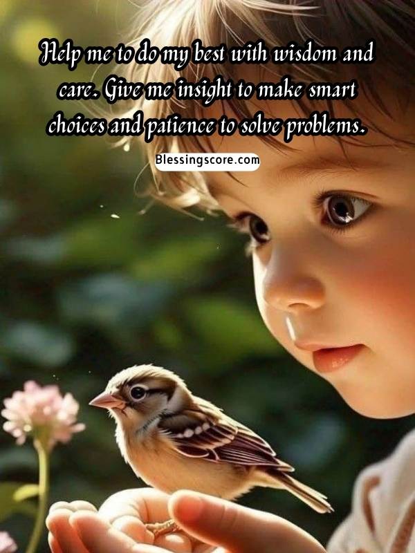 God, Help me to do my best with wisdom and care. Give me insight to make smart choices and patience to solve problems.