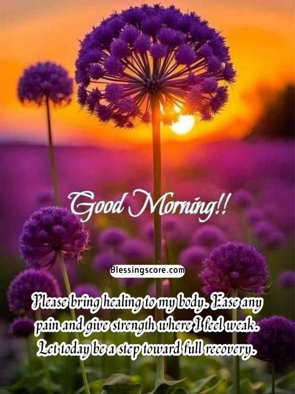 Lord Please bring healing to my body. Ease any pain and give strength where I feel weak. Let today be a step toward full recovery.